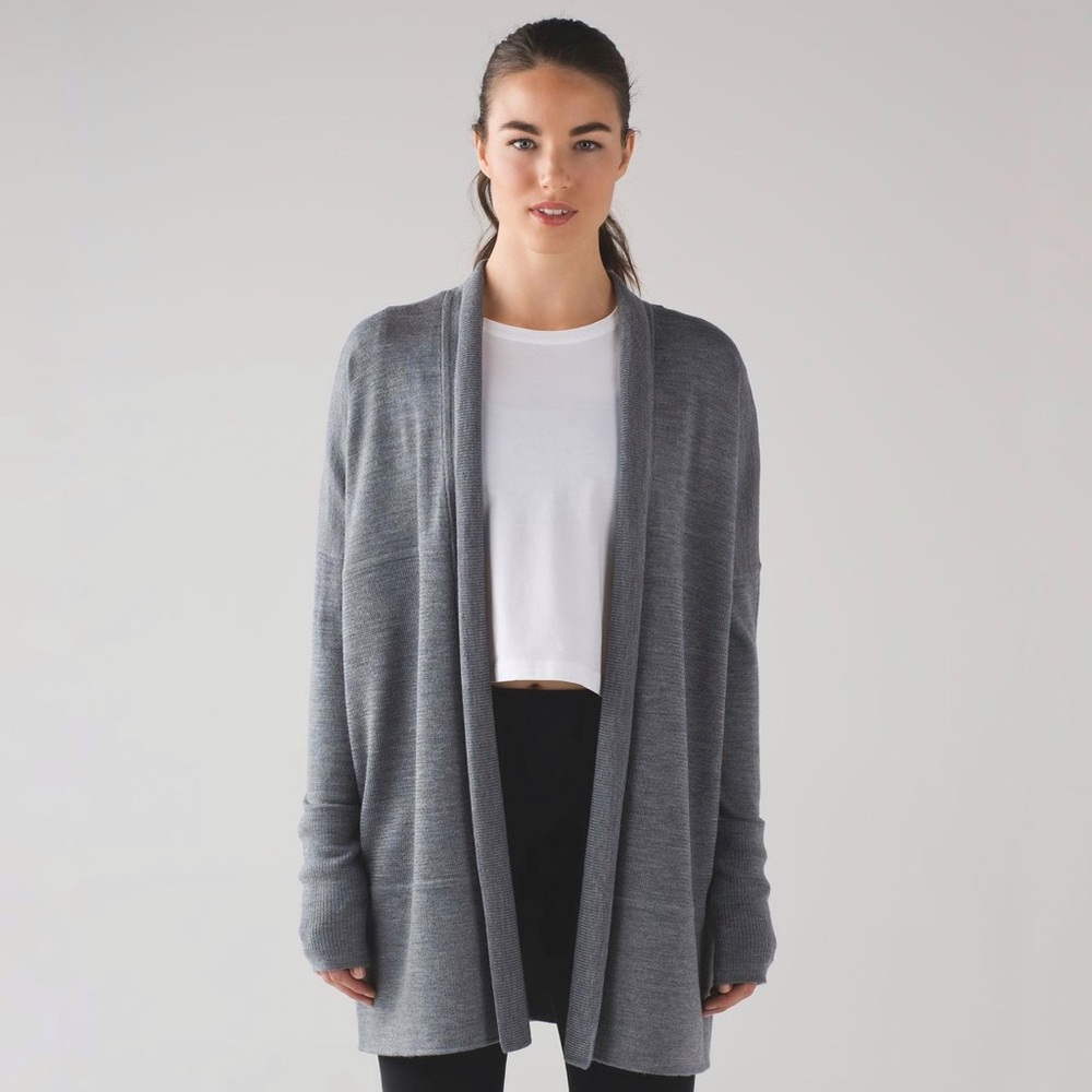 Lululemon | Sit in Lotus Wrap Cardigan Heathered Medium Grey Merino Wool